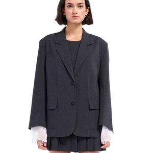 YUMI ROW Women's Relaxed Fit Penelope Blazer Size OS In Gray